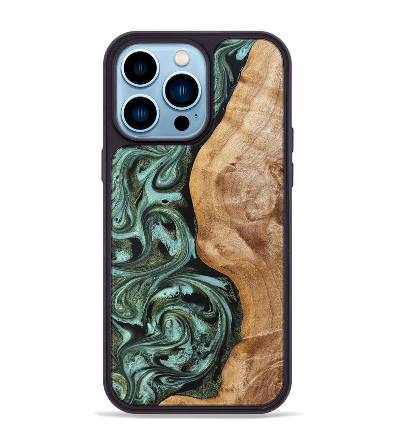 iPhone 14 Pro Max Wood Phone Case - Amos (Green, 824374)