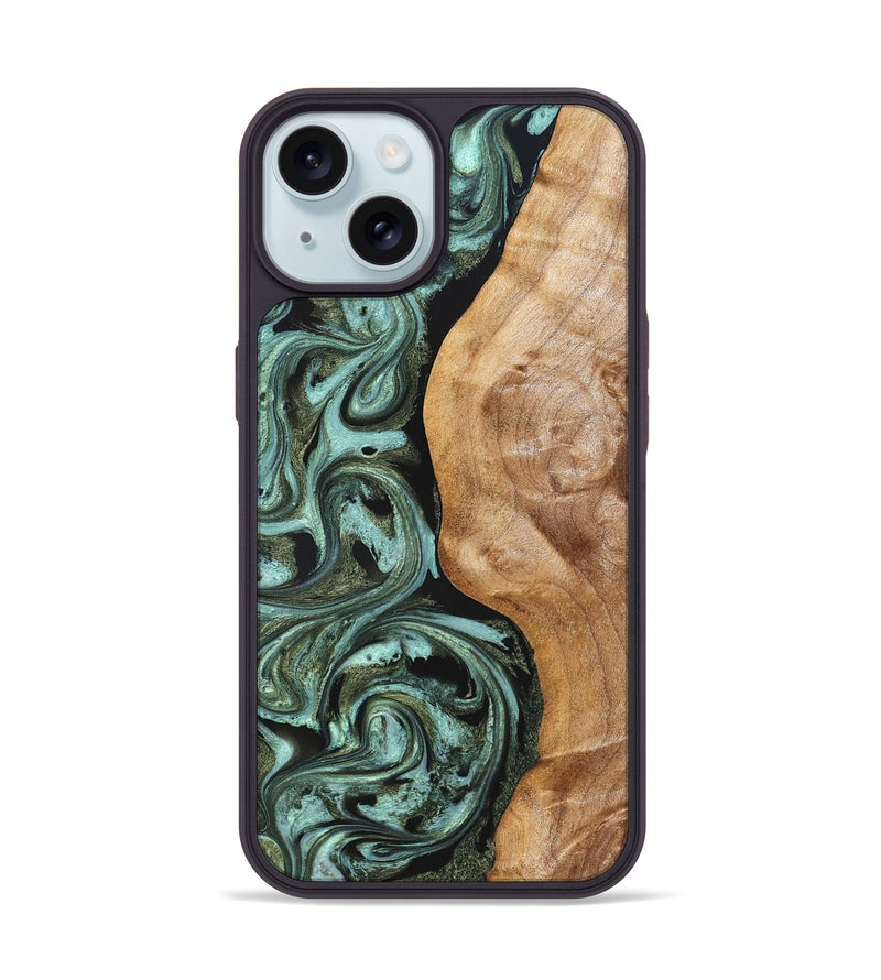 iPhone 15 Wood Phone Case - Amos (Green, 824374)