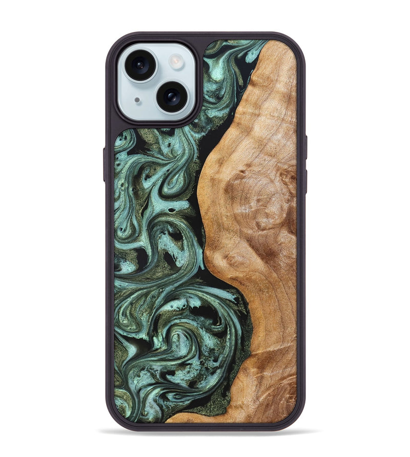iPhone 15 Plus Wood Phone Case - Amos (Green, 824374)