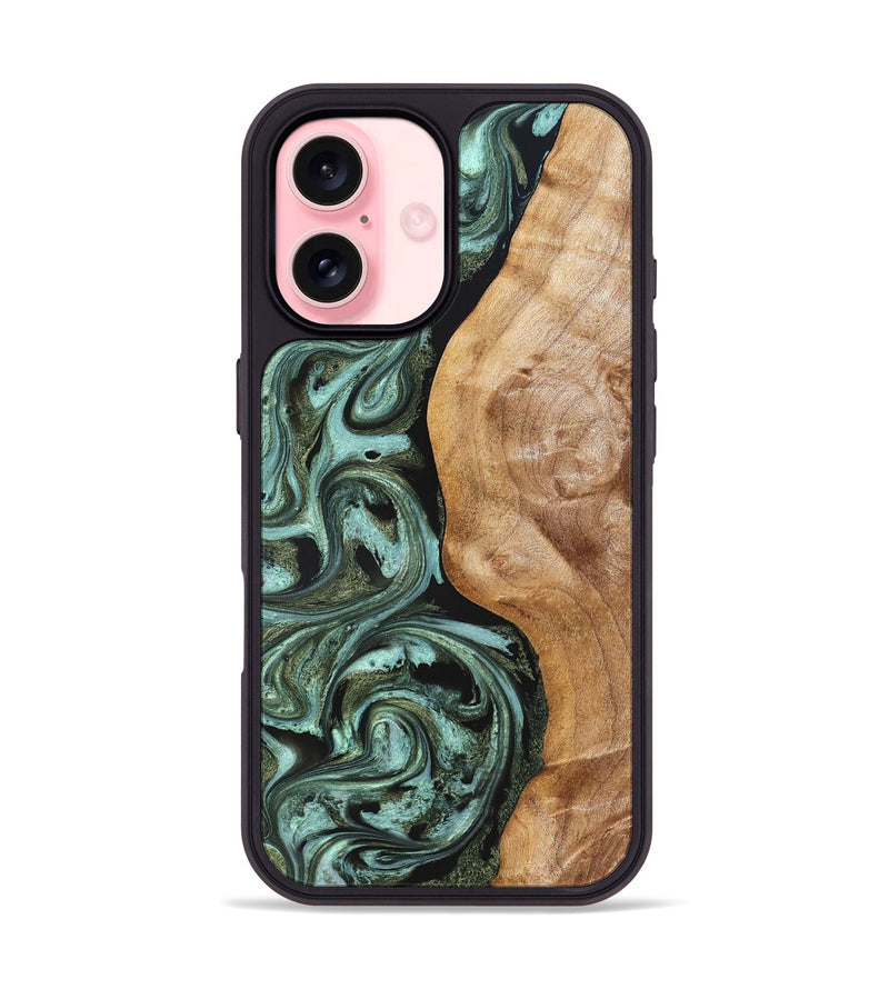 iPhone 16 Wood Phone Case - Amos (Green, 824374)