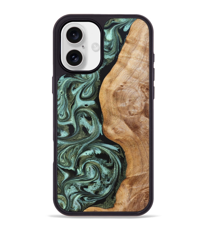 iPhone 16 Plus Wood Phone Case - Amos (Green, 824374)