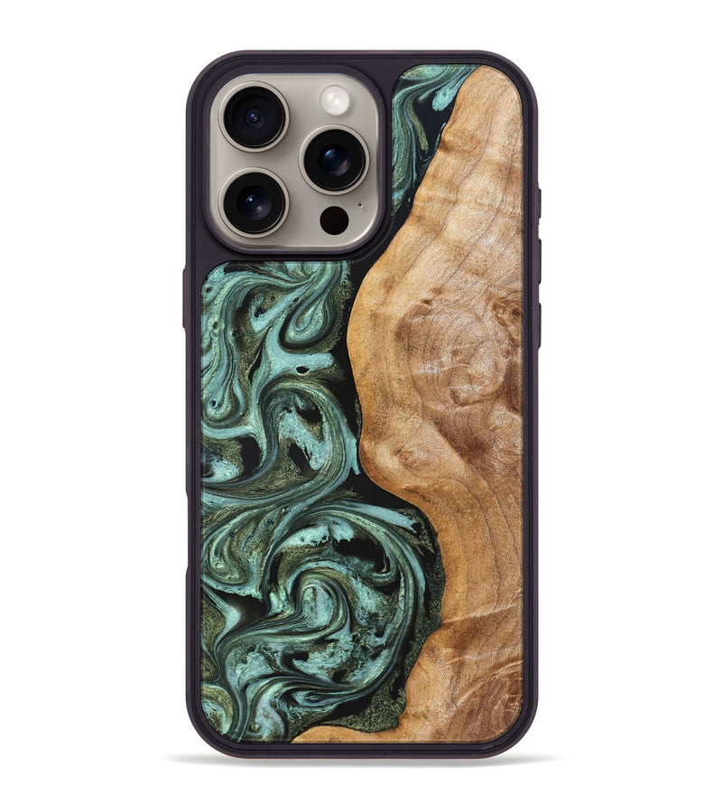 iPhone 16 Pro Max Wood Phone Case - Amos (Green, 824374)