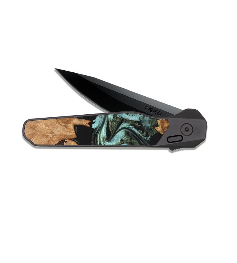 EDC Dark Slate Wood Pocket Knife - Landon (Green, 824376)