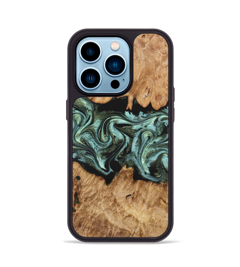 iPhone 14 Pro Wood Phone Case - Landon (Green, 824376)