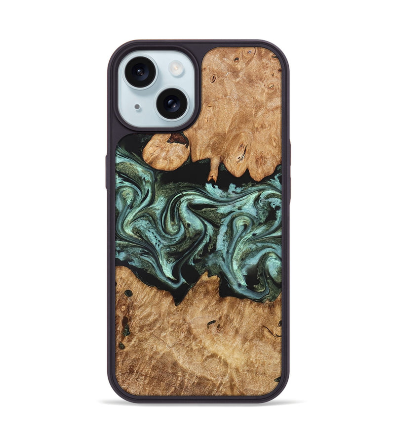 iPhone 15 Wood Phone Case - Landon (Green, 824376)