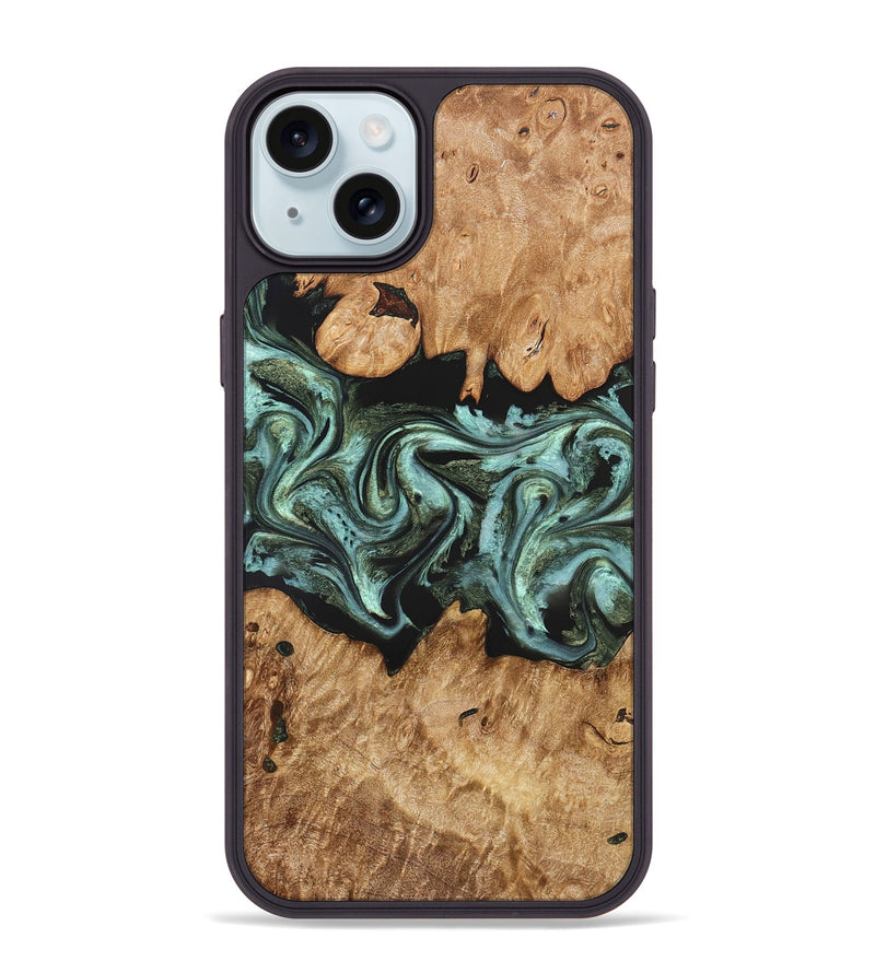iPhone 15 Plus Wood Phone Case - Landon (Green, 824376)