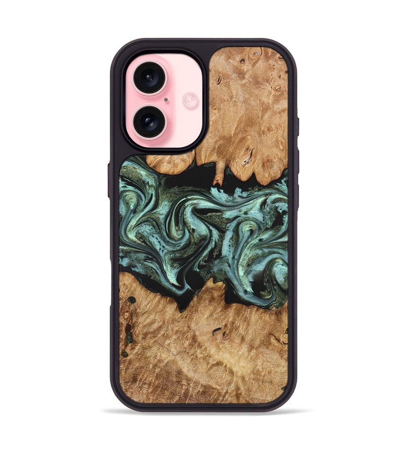 iPhone 16 Wood Phone Case - Landon (Green, 824376)