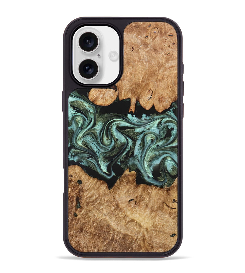 iPhone 16 Plus Wood Phone Case - Landon (Green, 824376)
