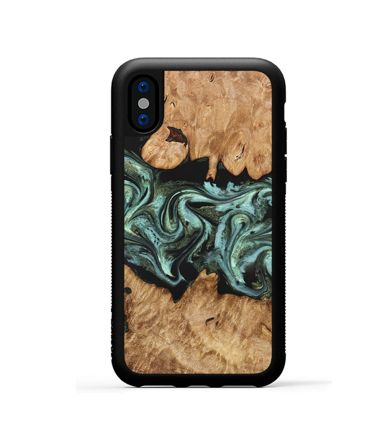 iPhone Xs Wood Phone Case - Landon (Green, 824376)