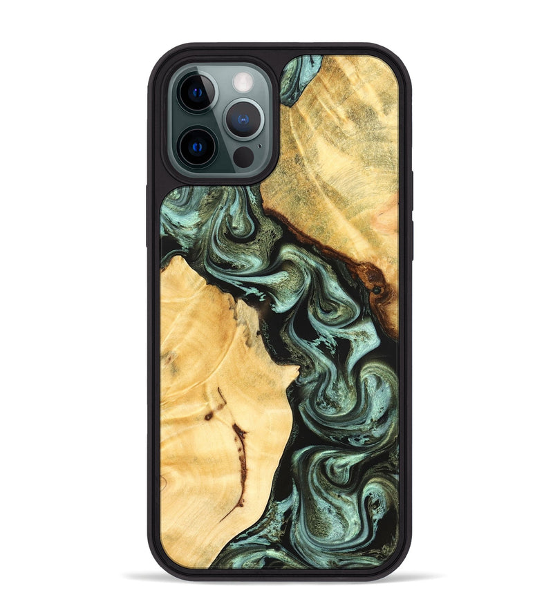 iPhone 12 Pro Max Wood Phone Case - Romina (Green, 824381)