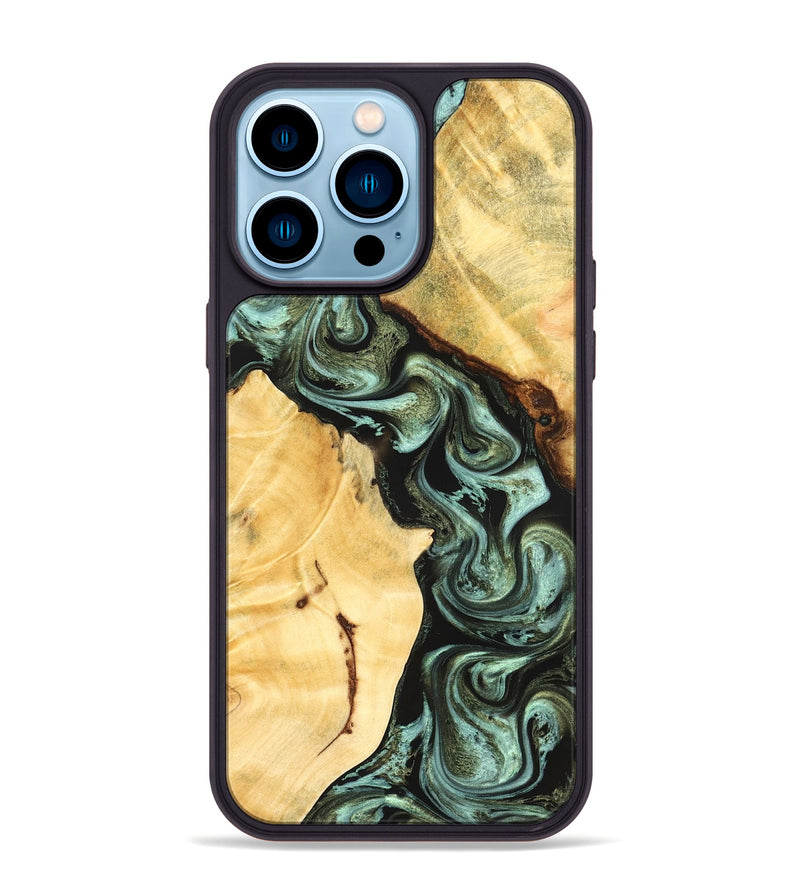 iPhone 14 Pro Max Wood Phone Case - Romina (Green, 824381)