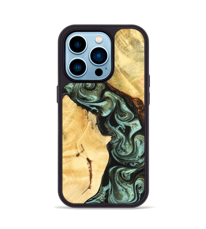 iPhone 14 Pro Wood Phone Case - Romina (Green, 824381)