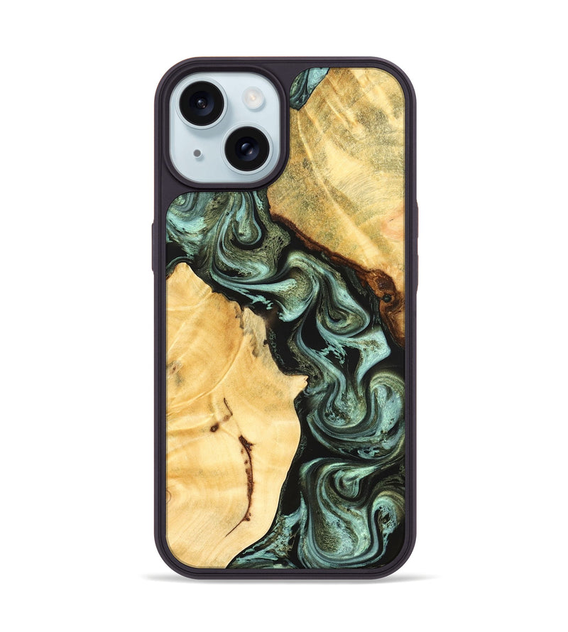 iPhone 15 Wood Phone Case - Romina (Green, 824381)