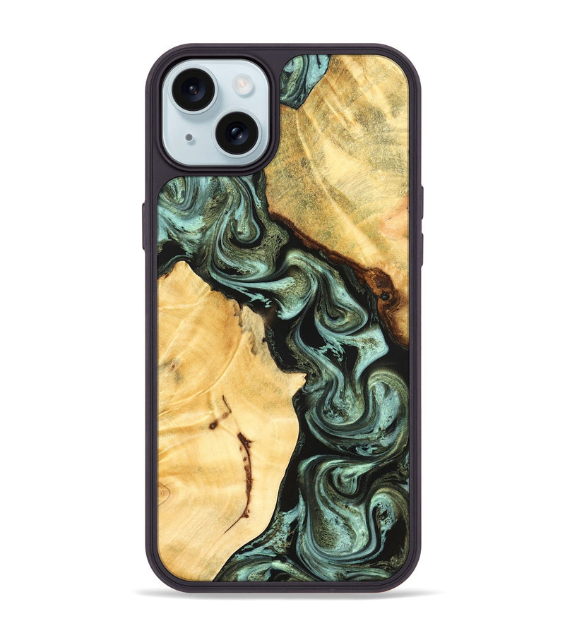 iPhone 15 Plus Wood Phone Case - Romina (Green, 824381)