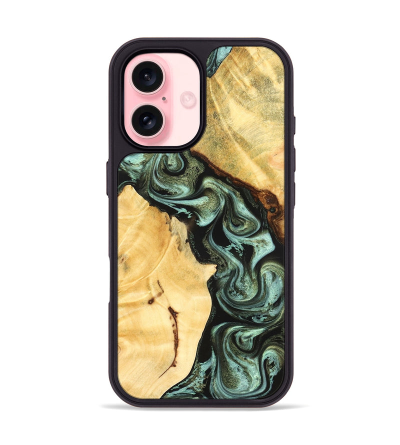 iPhone 16 Wood Phone Case - Romina (Green, 824381)