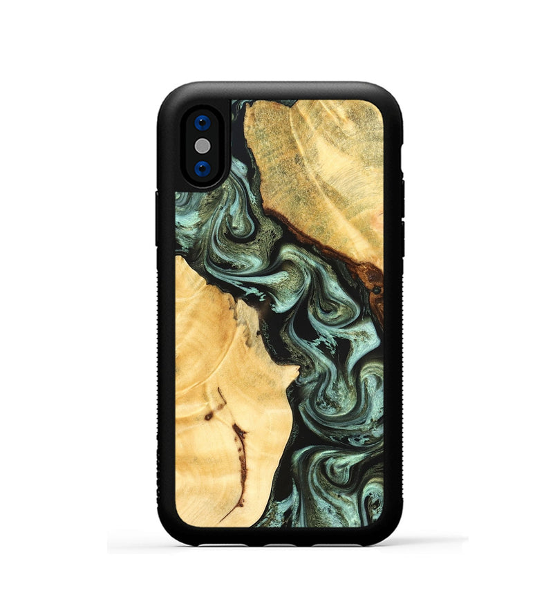 iPhone Xs Wood Phone Case - Romina (Green, 824381)