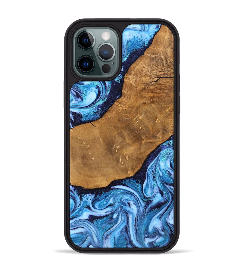 iPhone 12 Pro Max Wood Phone Case - Shaniya (Blue, 824390)