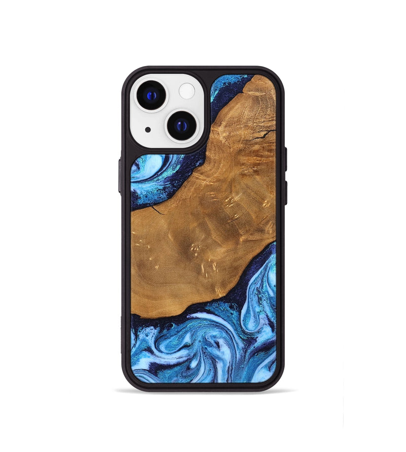 iPhone 13 mini Wood Phone Case - Shaniya (Blue, 824390)