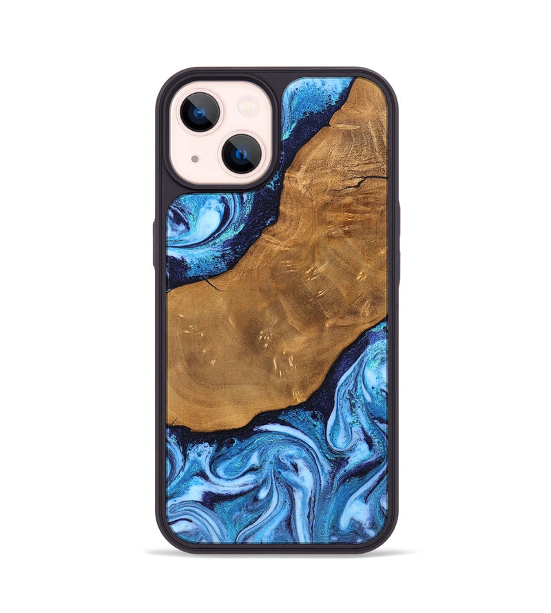 iPhone 14 Wood Phone Case - Shaniya (Blue, 824390)