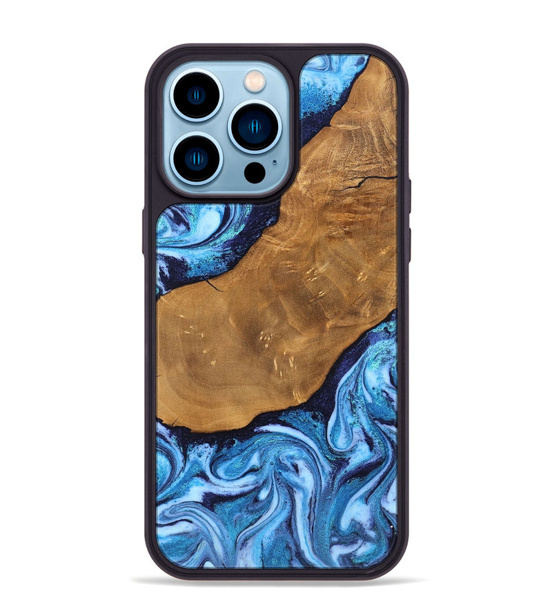 iPhone 14 Pro Max Wood Phone Case - Shaniya (Blue, 824390)