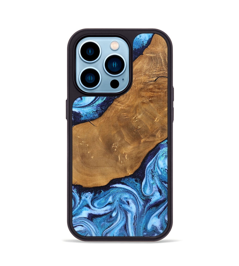 iPhone 14 Pro Wood Phone Case - Shaniya (Blue, 824390)