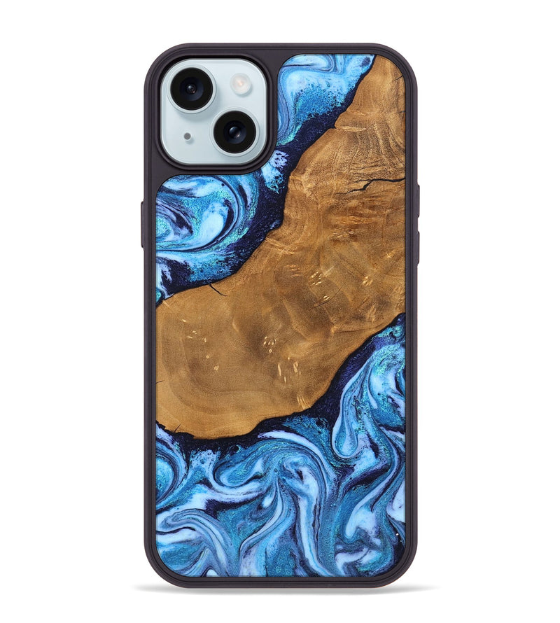 iPhone 15 Plus Wood Phone Case - Shaniya (Blue, 824390)