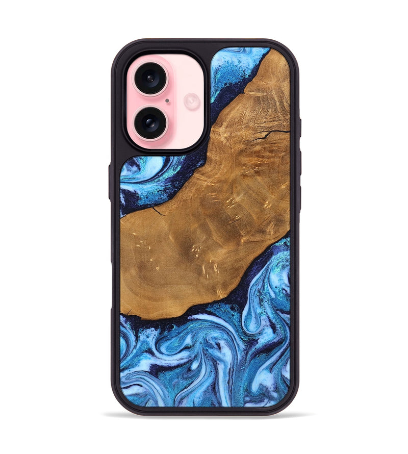 iPhone 16 Wood Phone Case - Shaniya (Blue, 824390)