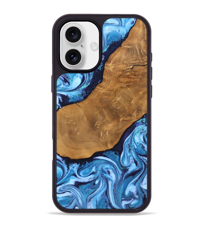 iPhone 16 Plus Wood Phone Case - Shaniya (Blue, 824390)