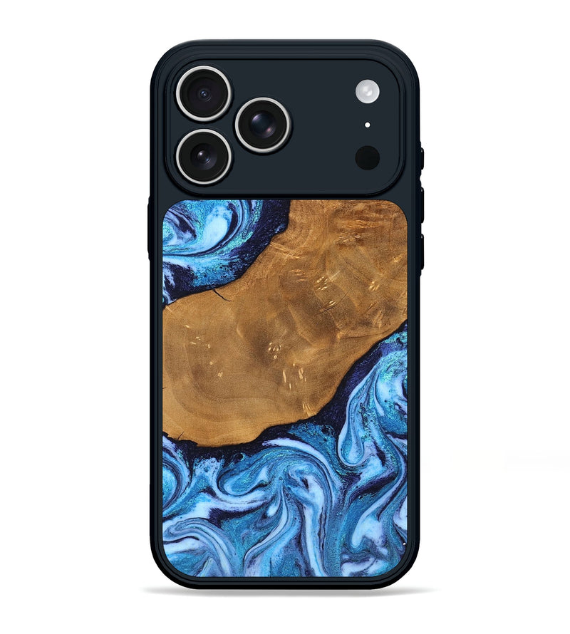 iPhone 17 Pro Max Wood Phone Case - Shaniya (Blue, 824390)