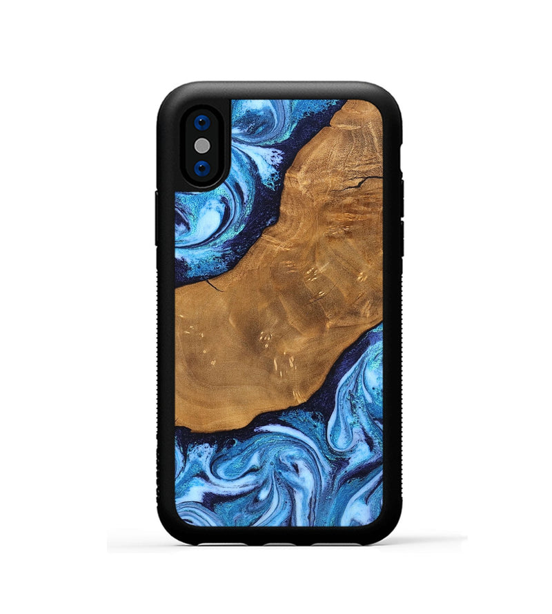 iPhone Xs Wood Phone Case - Shaniya (Blue, 824390)