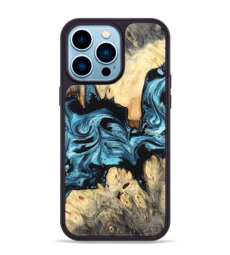 iPhone 14 Pro Max Wood Phone Case - Dasia (Blue, 824392)