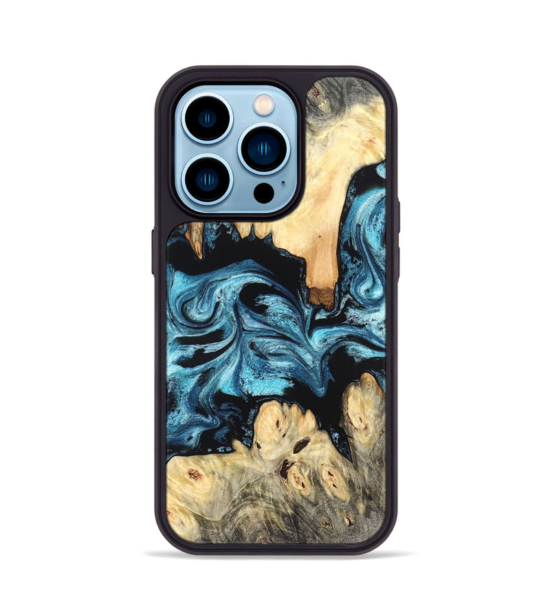 iPhone 14 Pro Wood Phone Case - Dasia (Blue, 824392)