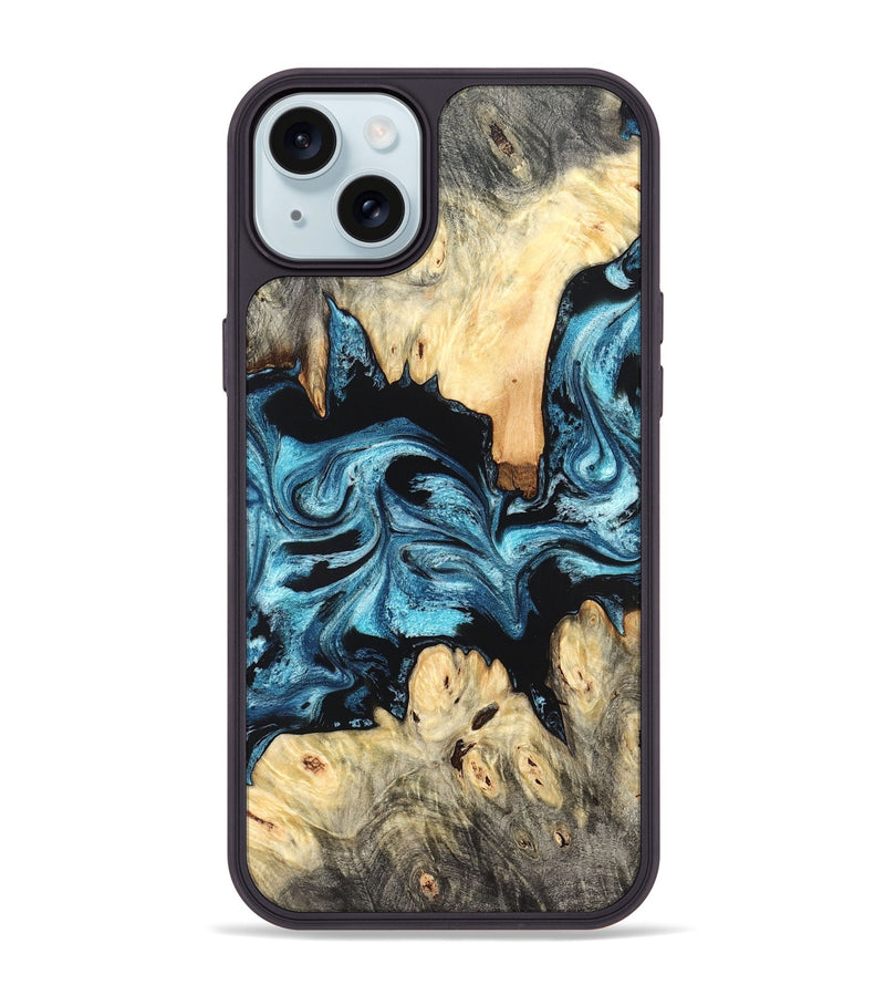 iPhone 15 Plus Wood Phone Case - Dasia (Blue, 824392)