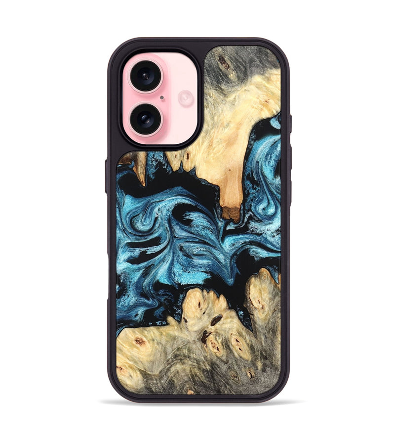 iPhone 16 Wood Phone Case - Dasia (Blue, 824392)