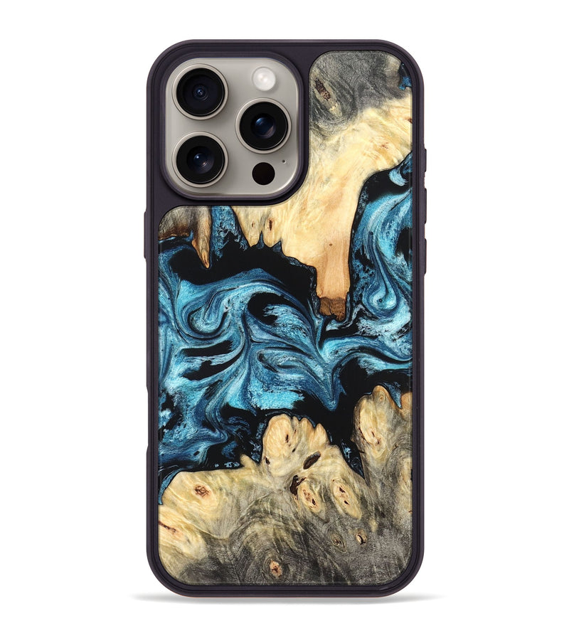 iPhone 16 Pro Max Wood Phone Case - Dasia (Blue, 824392)