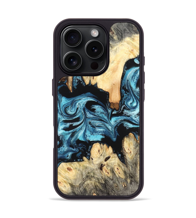 iPhone 16 Pro Wood Phone Case - Dasia (Blue, 824392)