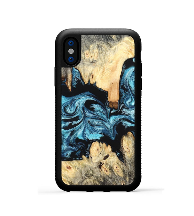 iPhone Xs Wood Phone Case - Dasia (Blue, 824392)