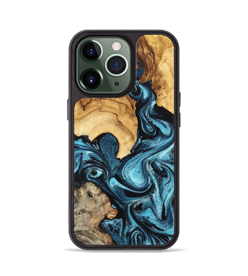 iPhone 13 Pro Wood Phone Case - Shelton (Blue, 824393)