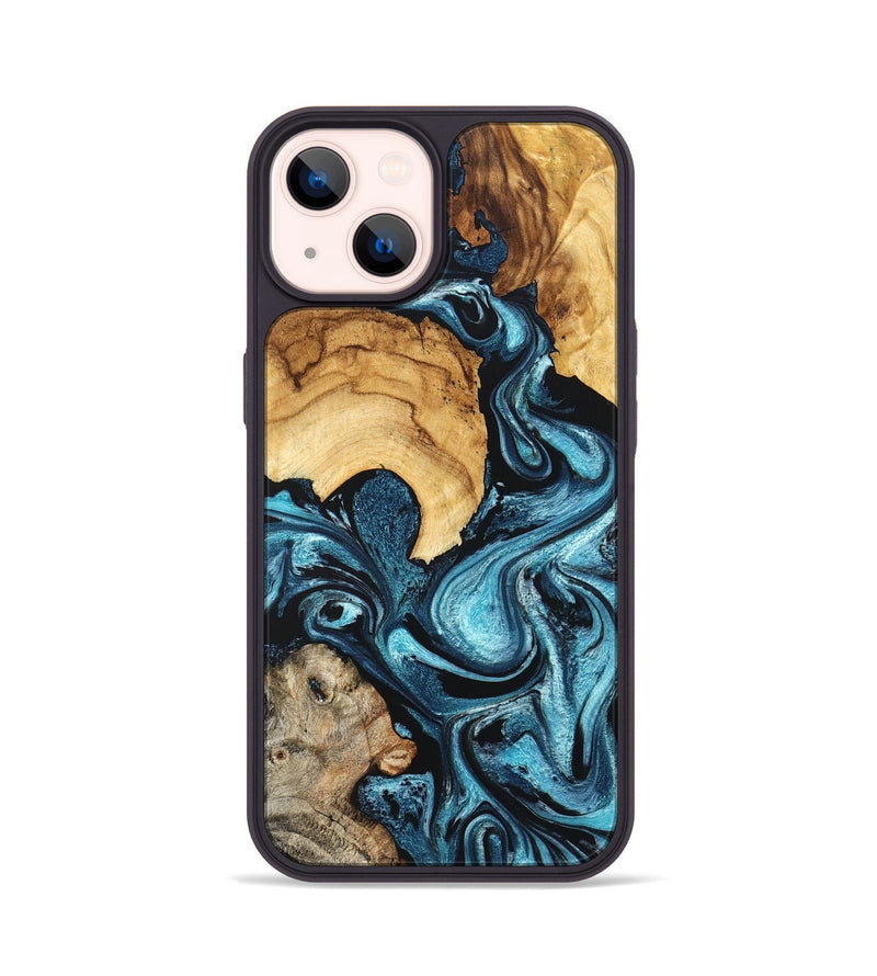 iPhone 14 Wood Phone Case - Shelton (Blue, 824393)