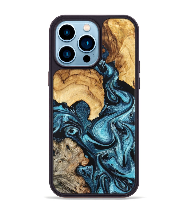 iPhone 14 Pro Max Wood Phone Case - Shelton (Blue, 824393)