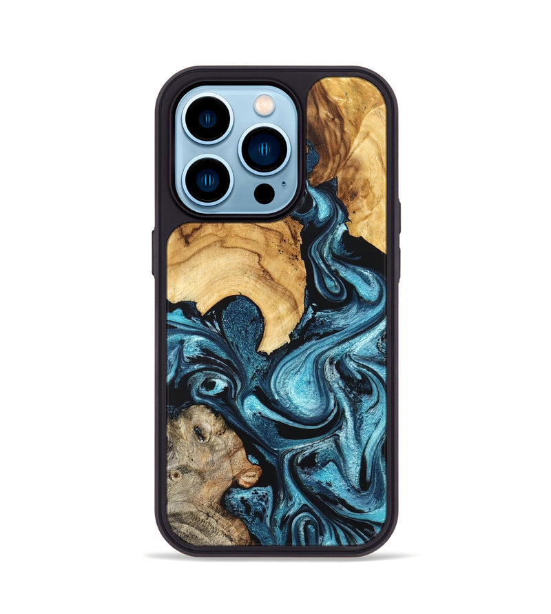 iPhone 14 Pro Wood Phone Case - Shelton (Blue, 824393)