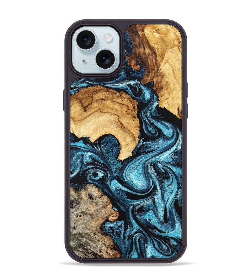 iPhone 15 Plus Wood Phone Case - Shelton (Blue, 824393)