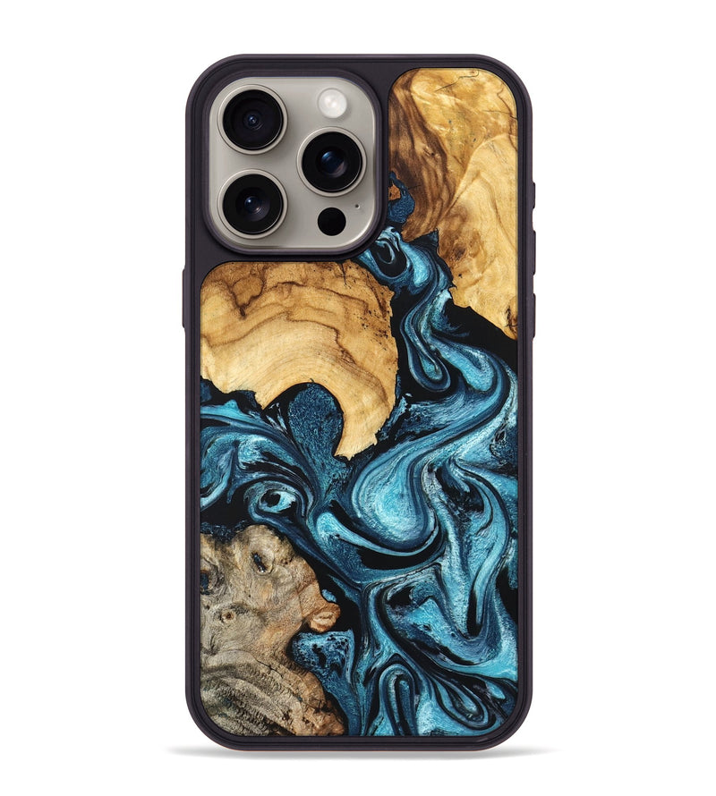 iPhone 15 Pro Max Wood Phone Case - Shelton (Blue, 824393)