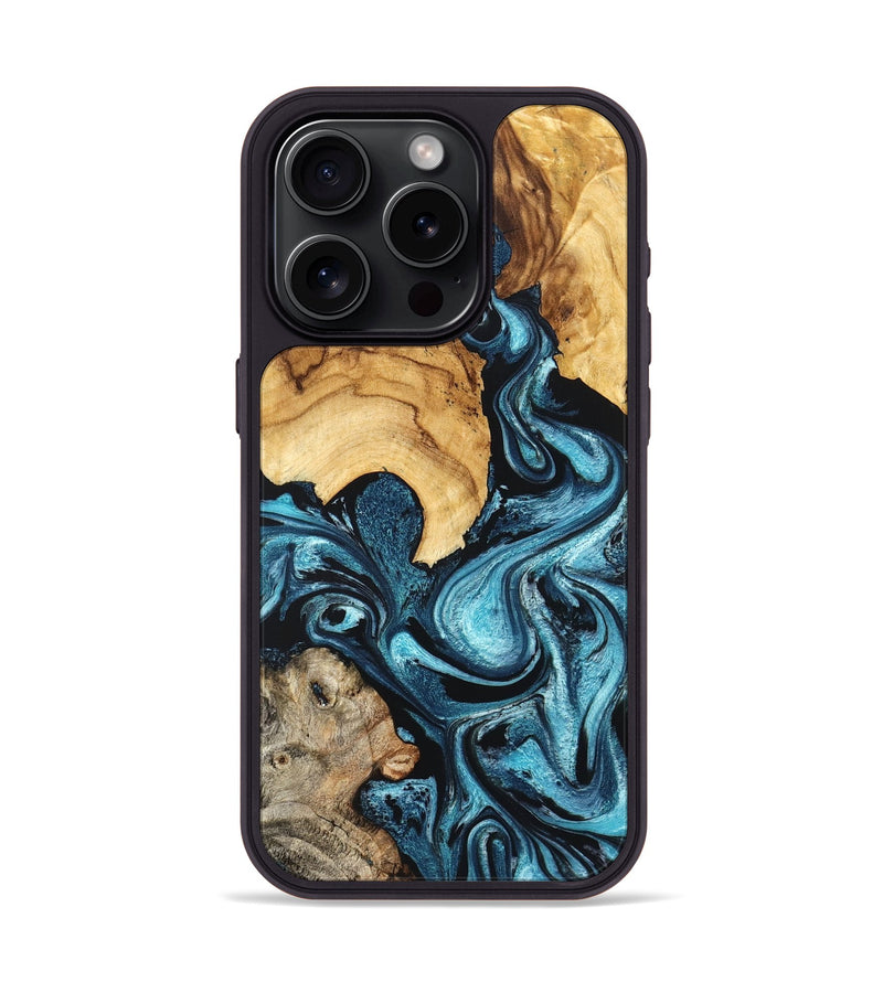 iPhone 15 Pro Wood Phone Case - Shelton (Blue, 824393)