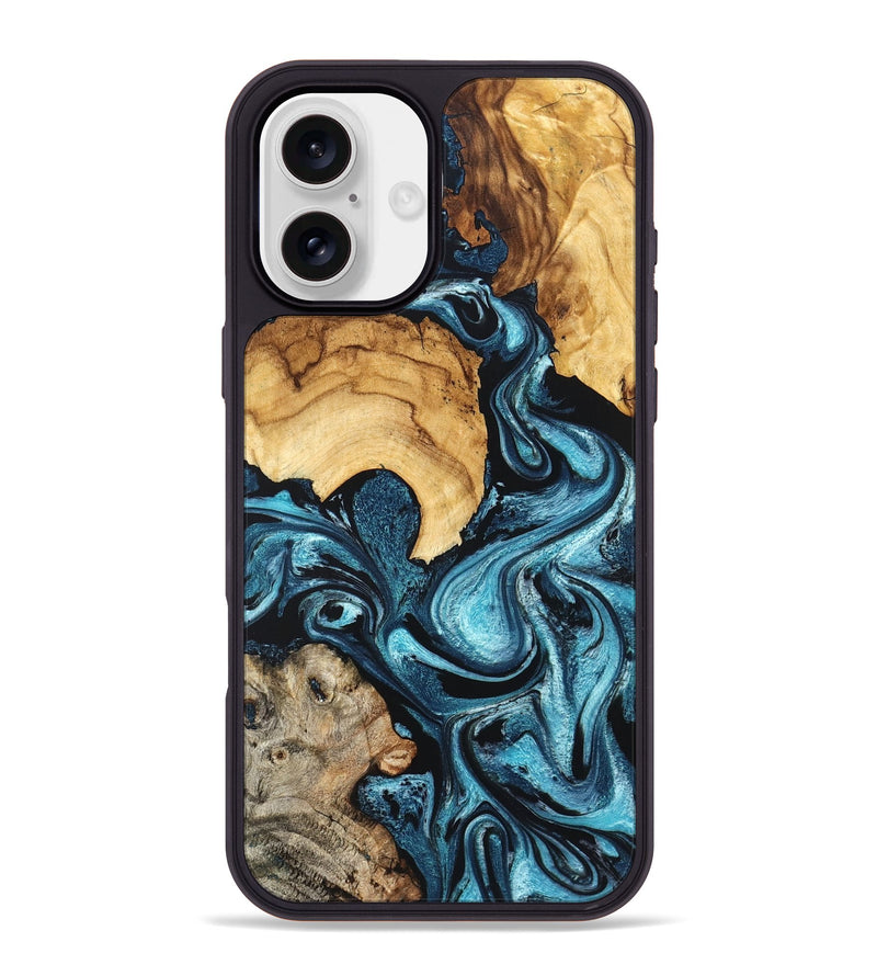 iPhone 16 Plus Wood Phone Case - Shelton (Blue, 824393)