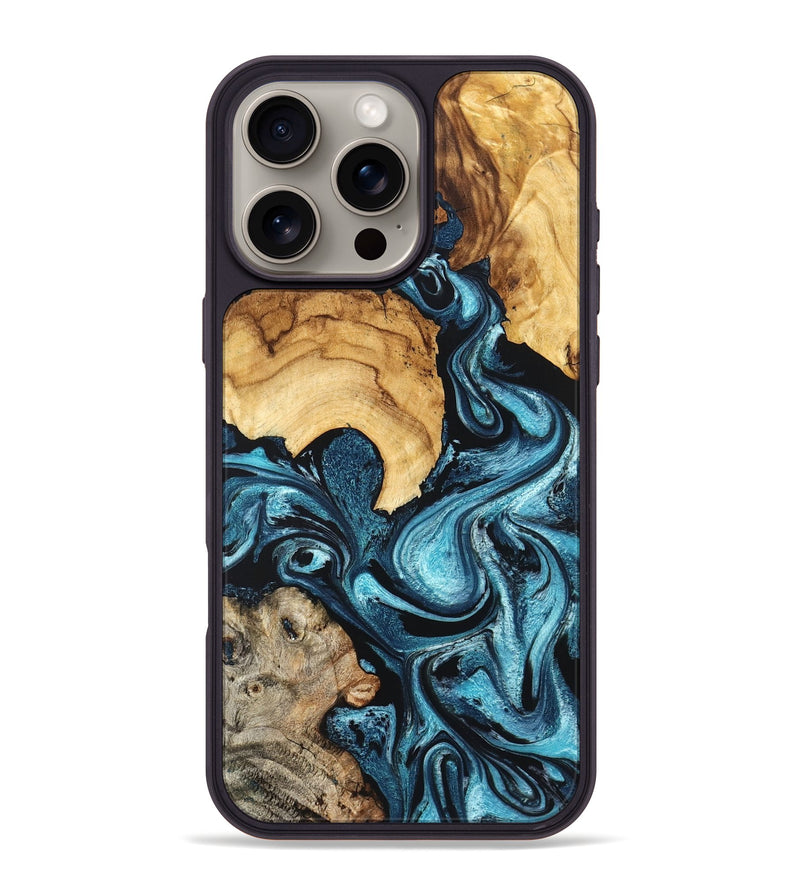 iPhone 16 Pro Max Wood Phone Case - Shelton (Blue, 824393)
