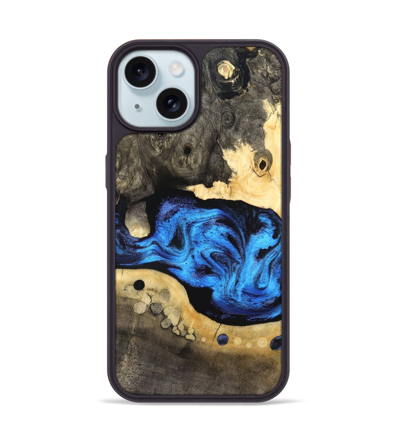 iPhone 15 Wood Phone Case - Nyah (Blue, 824396)