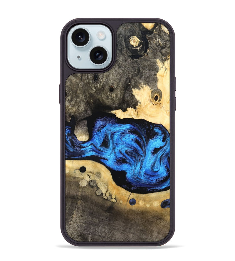 iPhone 15 Plus Wood Phone Case - Nyah (Blue, 824396)