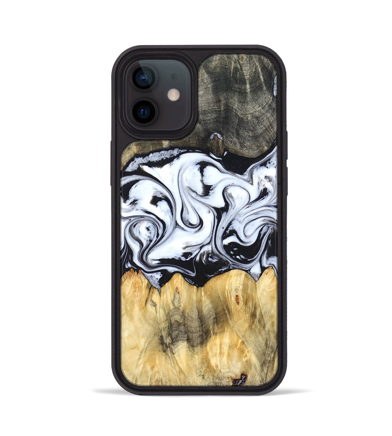iPhone 12 Wood Phone Case - Darcy (Black & White, 824397)