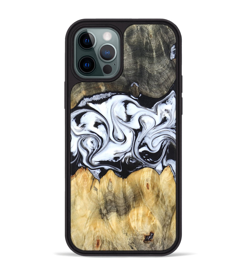 iPhone 12 Pro Max Wood Phone Case - Darcy (Black & White, 824397)